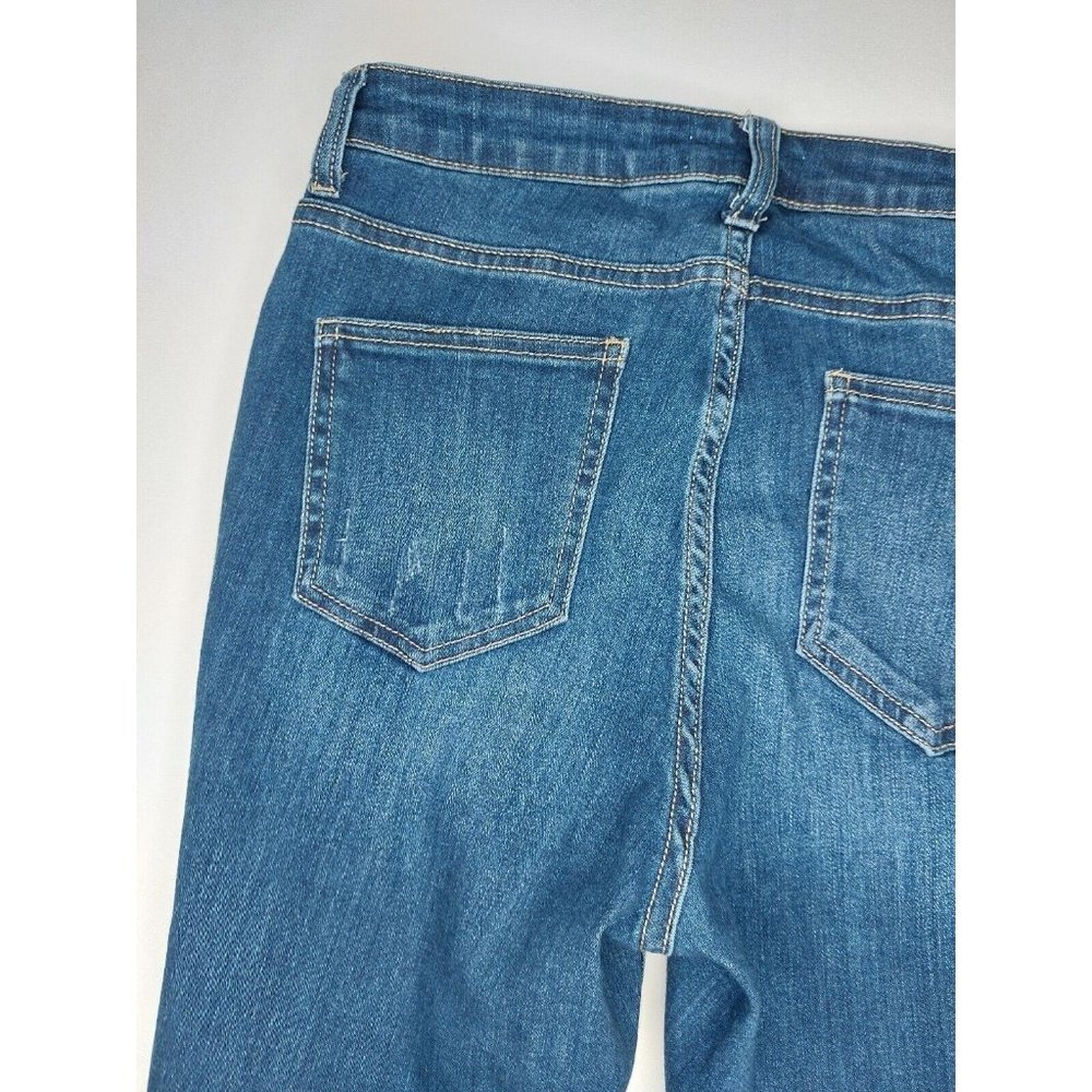 Jelly Jeans Womens Juniors Size 9 Dark Blue Distressed Denim Jeans Raw Hem - Picture 15 of 16